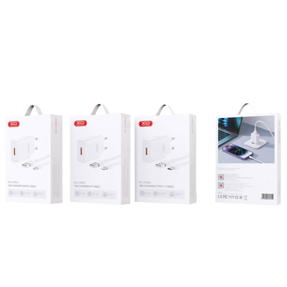 Caricatore da Rete con Cavo microUSB XO Design L127, 18W, 3A, 1 x USB-A, Bianco
