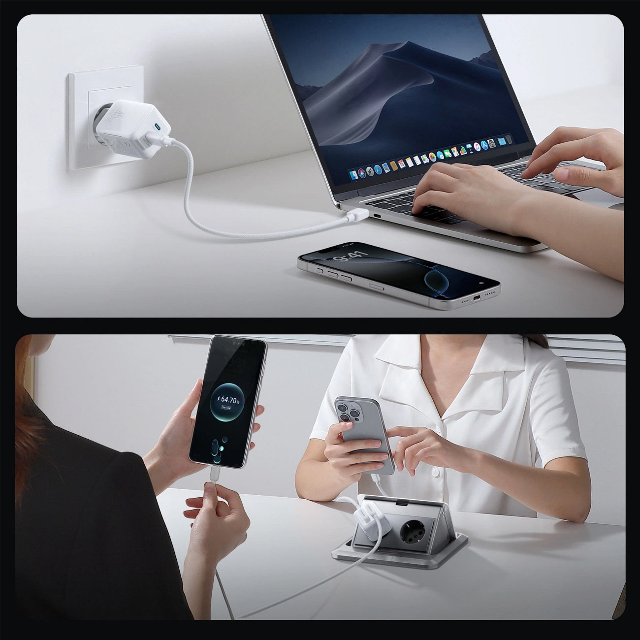 Caricabatterie Rete con Cavo USB-C Joyroom JR-TCL05, 45W, 3A, 2 x USB-C, Bianco
