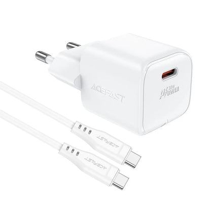 Network Charger with USB-C Cable Acefast A77, 30W, 3A, 1 x USB-C, White