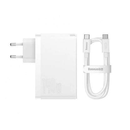 Caricabatterie Rete con Cavo USB-C Baseus GaN5 Pro, 140W, 5A, 1 x USB-A - 2 x USB-C, Bianco CCGP100202