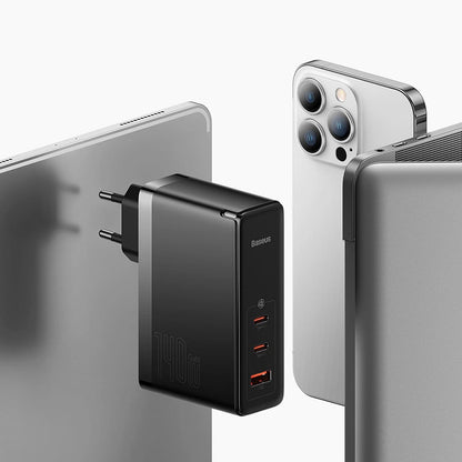 Caricabatterie Rete con Cavo USB-C Baseus GaN5 Pro, 140W, 5A, 1 x USB-A - 2 x USB-C, Bianco CCGP100202