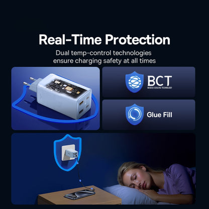 Baseus GaN6 Pro Network Charger with USB-C Cable, 100W, 3.25A, 2 x USB-A - 2 x USB-C, Blue P10162705312-00