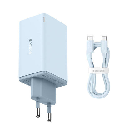 Caricabatterie Rete con Cavo USB-C Baseus GaN6 Pro, 65W, 3.25A, 2 x USB-A - 2 x USB-C, Blu E0121D00