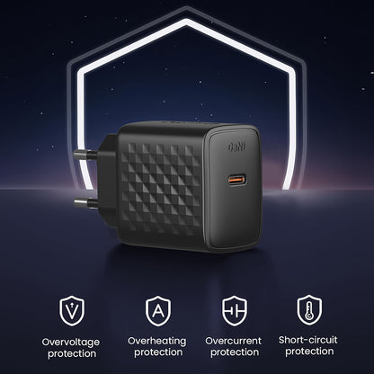 Caricabatterie da Rete con Cavo USB-C Lito LC13T, 20W, 3A, 1 x USB-C, Nero