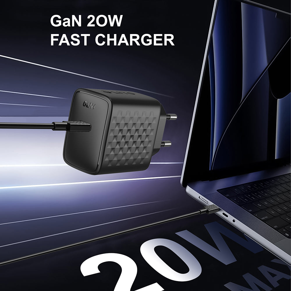 Caricabatterie da Rete con Cavo USB-C Lito LC13T, 20W, 3A, 1 x USB-C, Nero