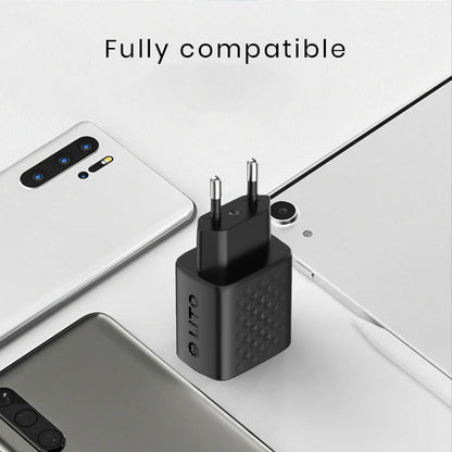 Caricabatterie Rete con Cavo USB-C Lito LC15T, 20W, 3A, 1 x USB-A - 1 x USB-C, Nero