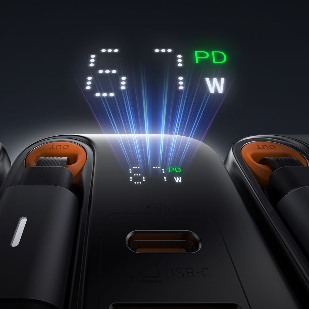 Caricabatterie Rete con Cavo USB-C McDodo CH-4100 FreeGo Display, 67W, 3.35A, 1 x USB-A - 1 x USB-C, Nero