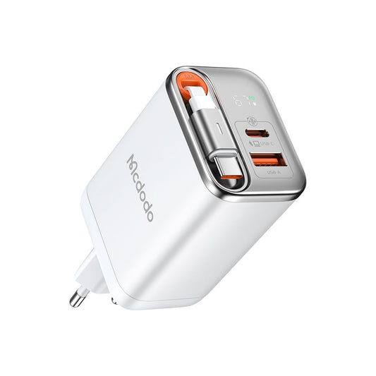 Caricabatterie Rete Con Cavo USB-C McDodo CH-4103 FreeGo Display, 67W, 3.35A, 1 x USB-A - 1 x USB-C, Bianco