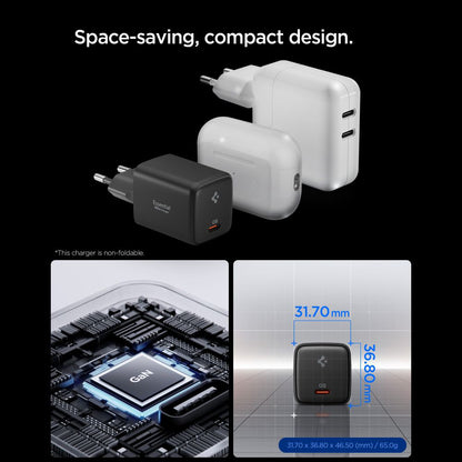 Caricabatterie da Rete con Cavo USB-C Spigen EE451EU Essential, 45W, 3A, 1 x USB-C, Nero ACH09474