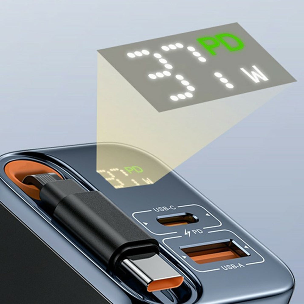 Caricabatterie Rete con Cavo USB-C Yesido YC100 Display, 67W, 3.35A, 1 x USB-A - 1 x USB-C, Nero