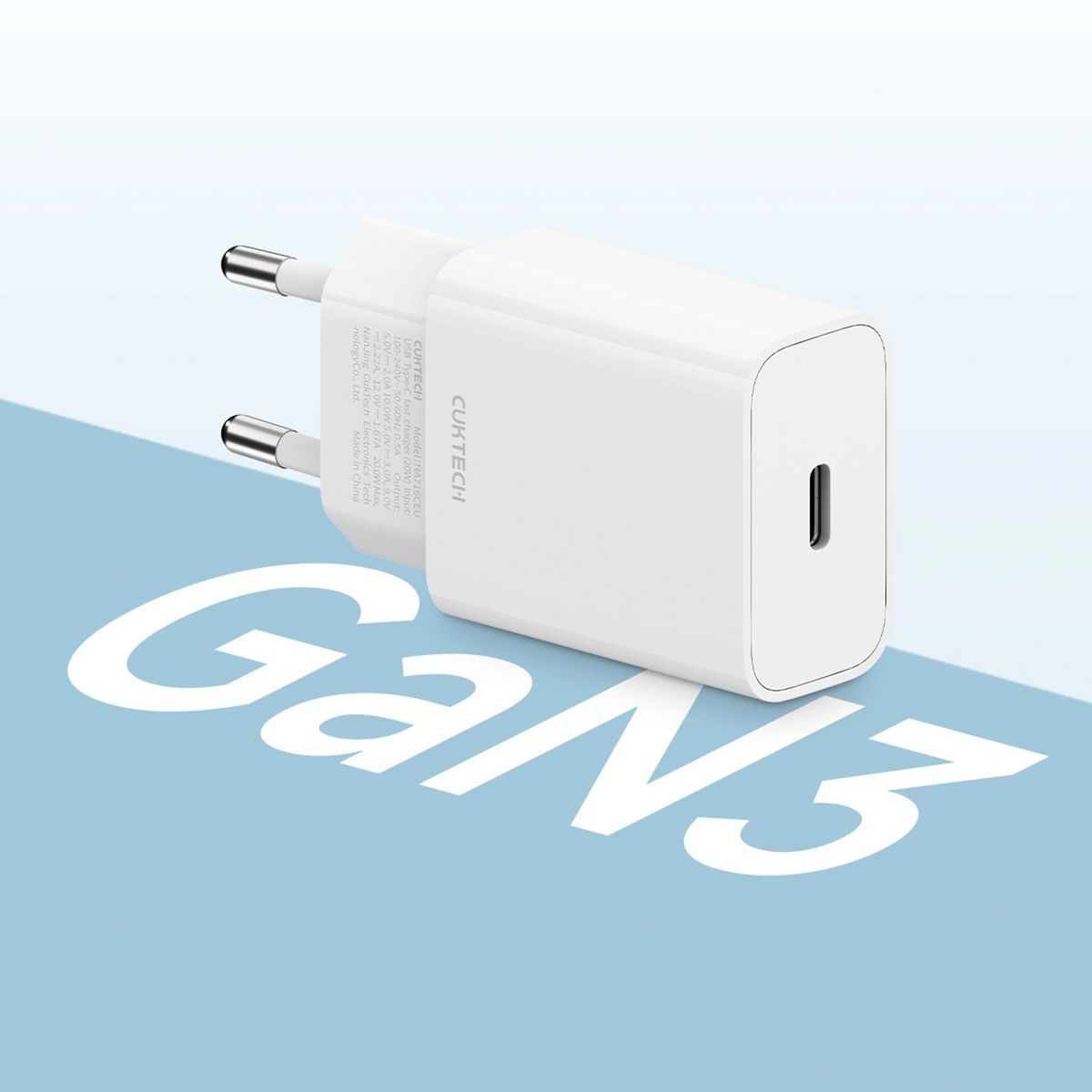 Caricatore da rete Cuktech HA716C, 20W, 3A, 1 x USB-C, Bianco