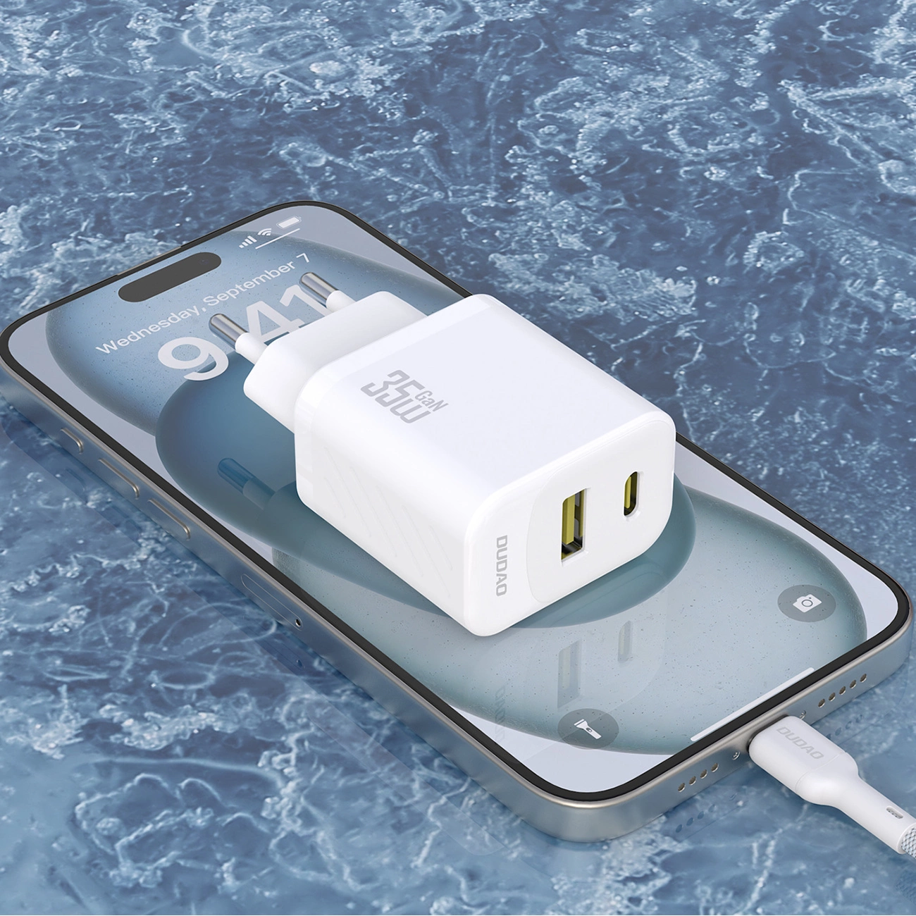 Caricabatterie Rete Dudao A27 Max, 35W, 1 x USB-A - 1 x USB-C, Bianco