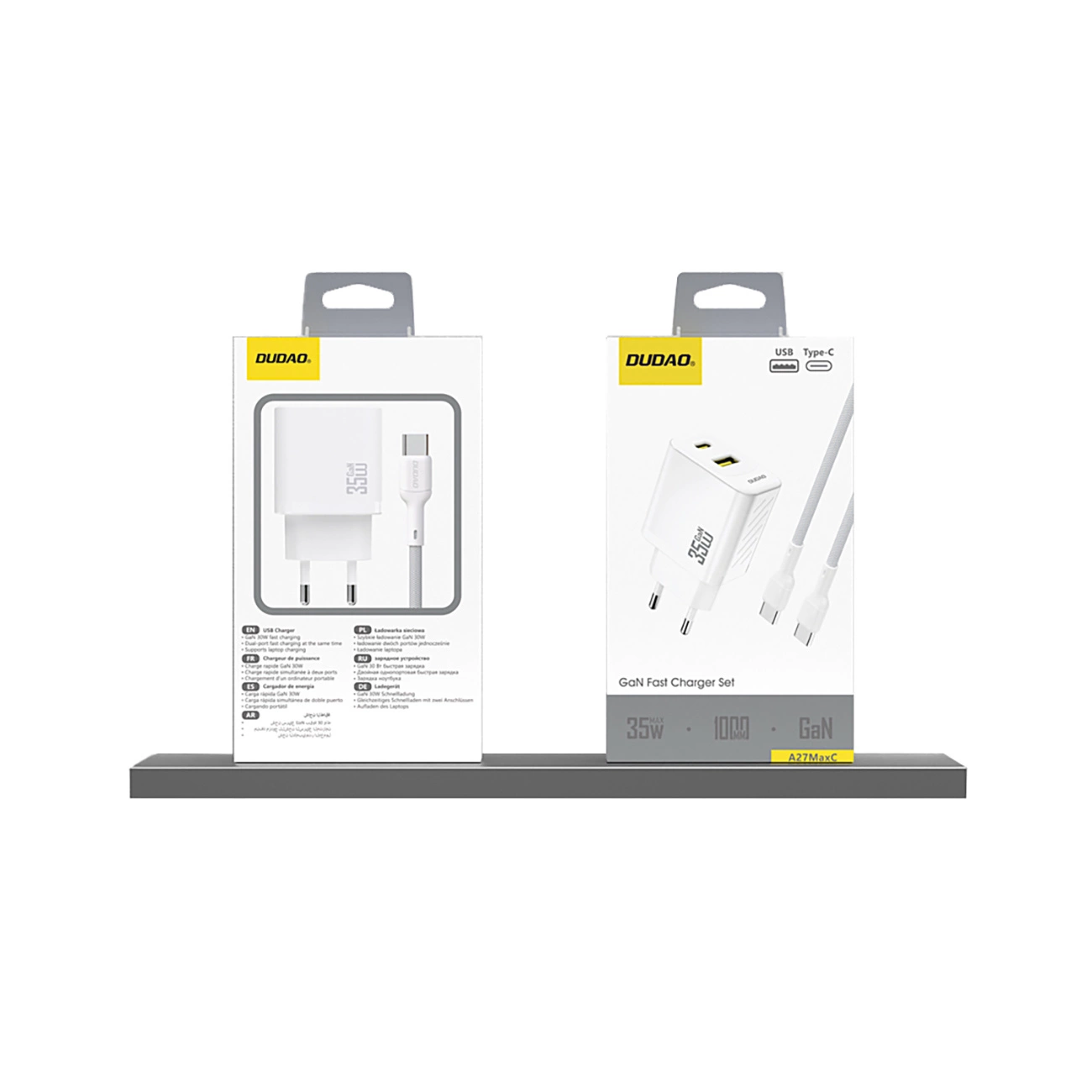 Caricabatterie Rete Dudao A27 Max, 35W, 1 x USB-A - 1 x USB-C, Bianco