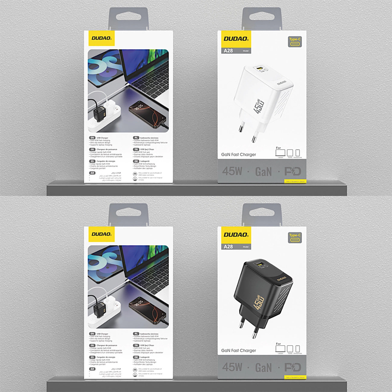 Caricabatterie Rete Dudao A28, 45W, 3A, 1 x USB-C, Nero