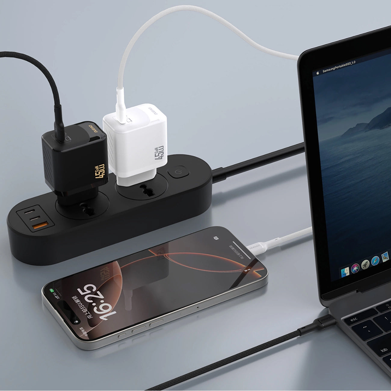 Caricabatterie Rete Dudao A28, 45W, 3A, 1 x USB-C, Nero