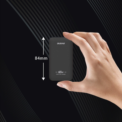 Caricabatterie da Rete Dudao A65Q Travel, 65W, 3.25A, 1 x USB-A - 1 x USB-C, Nero