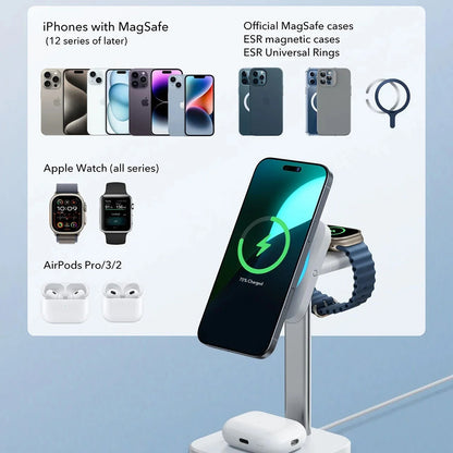 Caricabatterie Wireless Rete ESR CryoBoost 3in1, 25W, 1.67A, Nero