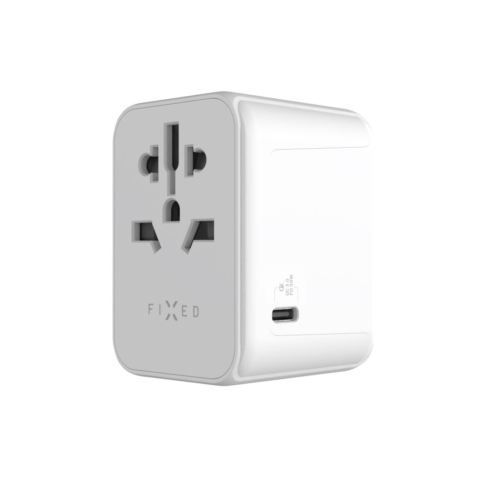 Caricabatterie Retea Fixed Travel, 30W, 3A, 2 x USB-A - 1 x USB-C, Bianco