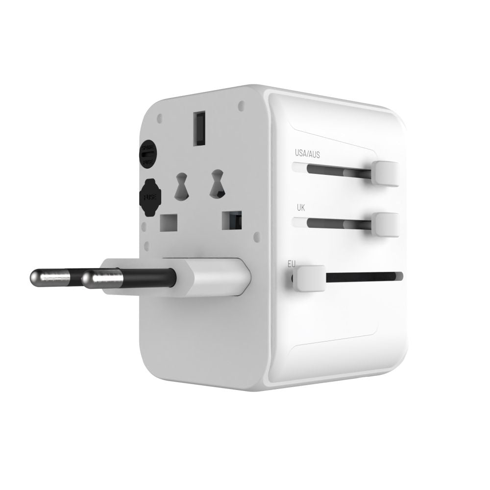 Caricabatterie Retea Fixed Travel, 30W, 3A, 2 x USB-A - 1 x USB-C, Bianco