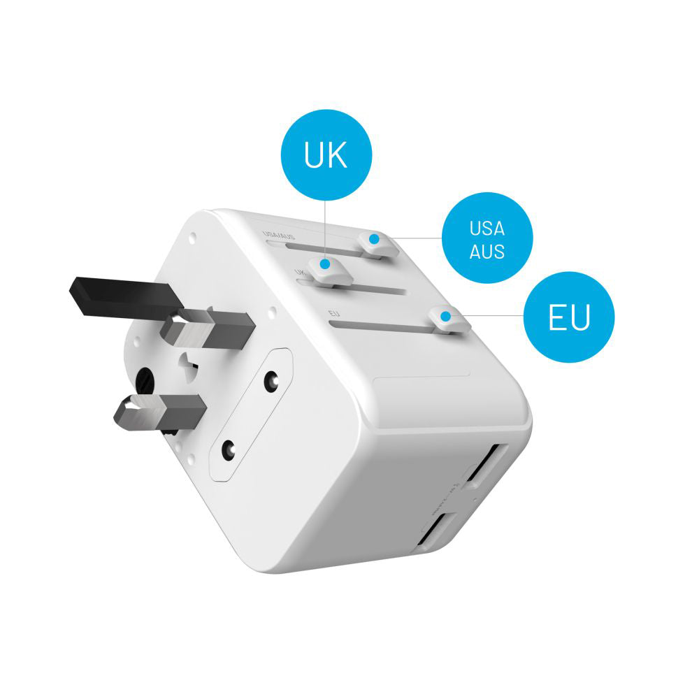 Caricabatterie Retea Fixed Travel, 30W, 3A, 2 x USB-A - 1 x USB-C, Bianco