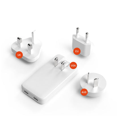 Caricabatterie da rete Fixed Travel, 45W, 3A, 2 x USB-C, Bianco