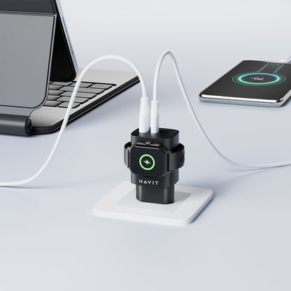 Caricabatterie Rete HAVIT UC132 2in1, 22W, 3A, 1 x USB-A - 1 x USB-C, Nero