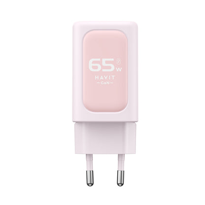 Caricabatterie da Rete HAVIT UC260, 65W, 3A, 1 x USB-A - 2 x USB-C, Rosa