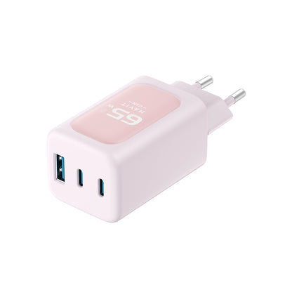 Caricabatterie da Rete HAVIT UC260, 65W, 3A, 1 x USB-A - 2 x USB-C, Rosa