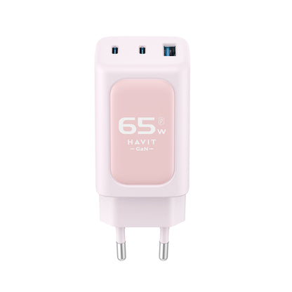 Caricabatterie da Rete HAVIT UC260, 65W, 3A, 1 x USB-A - 2 x USB-C, Rosa