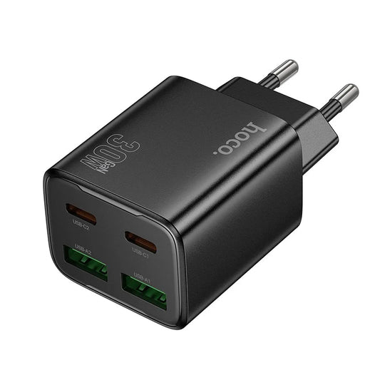 Caricabatterie Rete HOCO N56, 30W, 3A, 2 x USB-A - 2 x USB-C, Nero