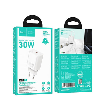 Caricabatterie Rete HOCO N62, 30W, 3A, 1 x USB-C, Bianco