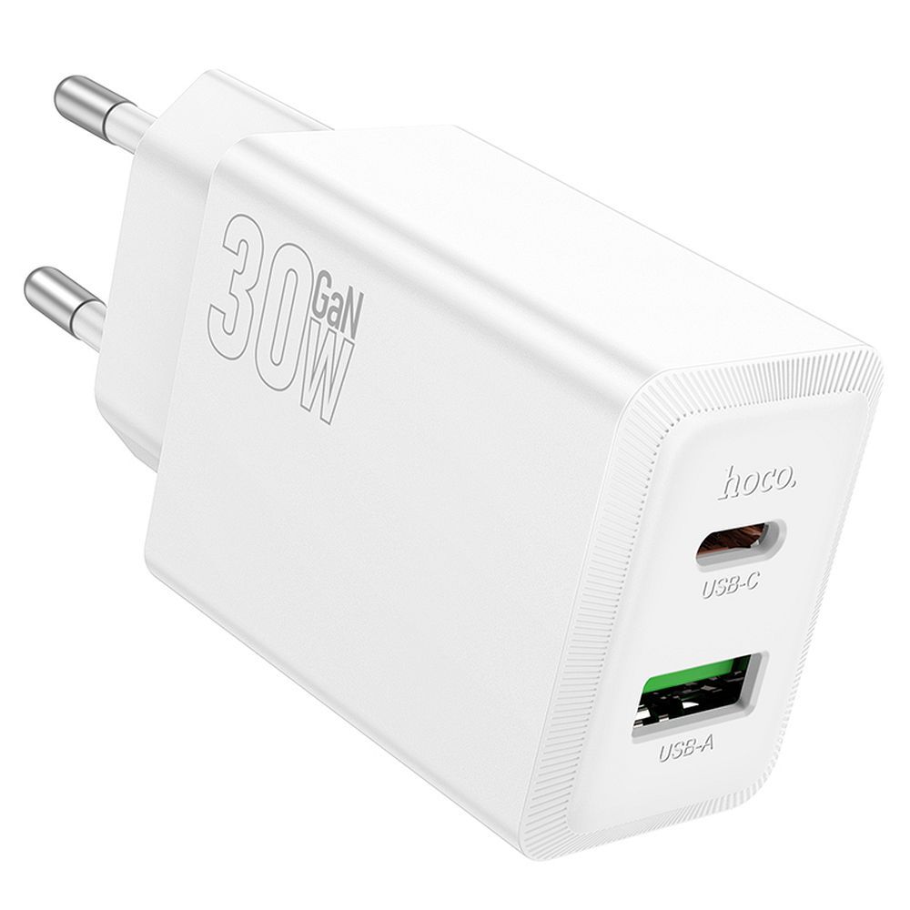 Caricabatterie da Rete HOCO N71, 30W, 3A, 1 x USB-A - 1 x USB-C, Bianco