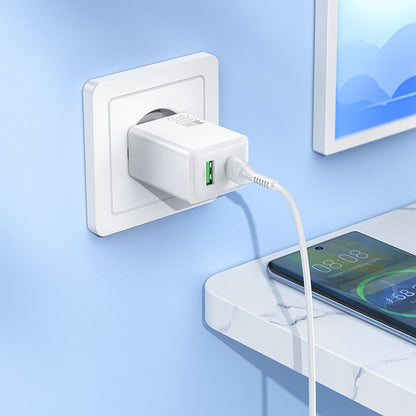 Caricabatterie da Rete HOCO N71, 30W, 3A, 1 x USB-A - 1 x USB-C, Bianco