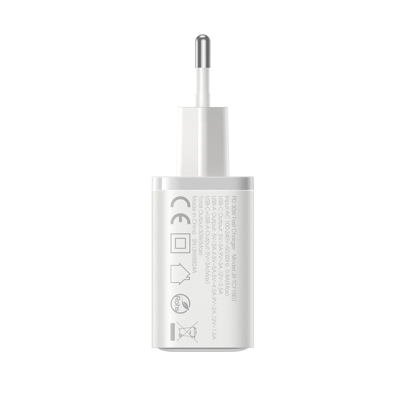 Joyroom JR-TCF15 Network Charger, 30W, 5A, 1 x USB-A - 1 x USB-C, White