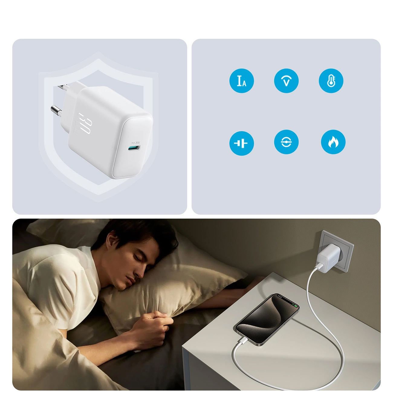 Joyroom JR-TCF24 Network Charger, 30W, 3A, 1 x USB-C, White