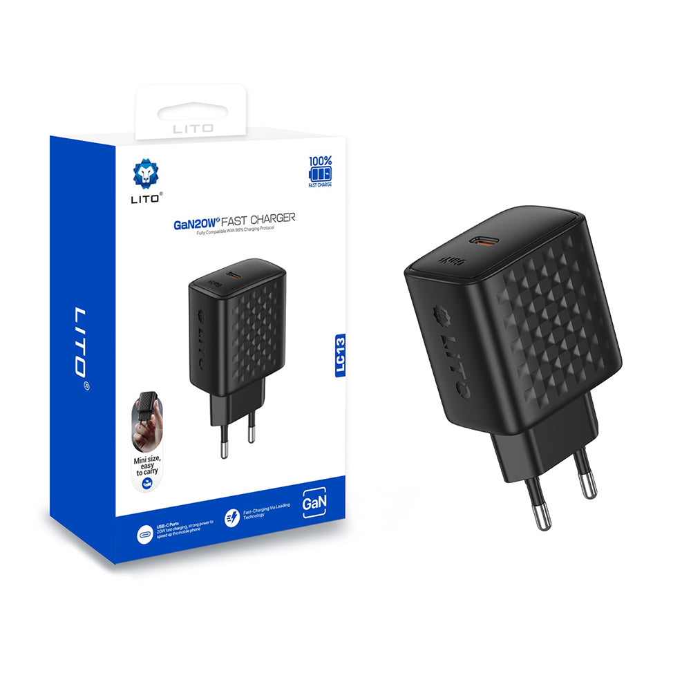 Caricabatterie Retea Lito LC13, 20W, 3A, 1 x USB-C, Nero