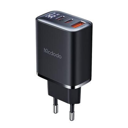 Caricabatterie Rete McDodo CH-2180 Display, 30W, 3A, 1 x USB-A - 2 x USB-C, Nero