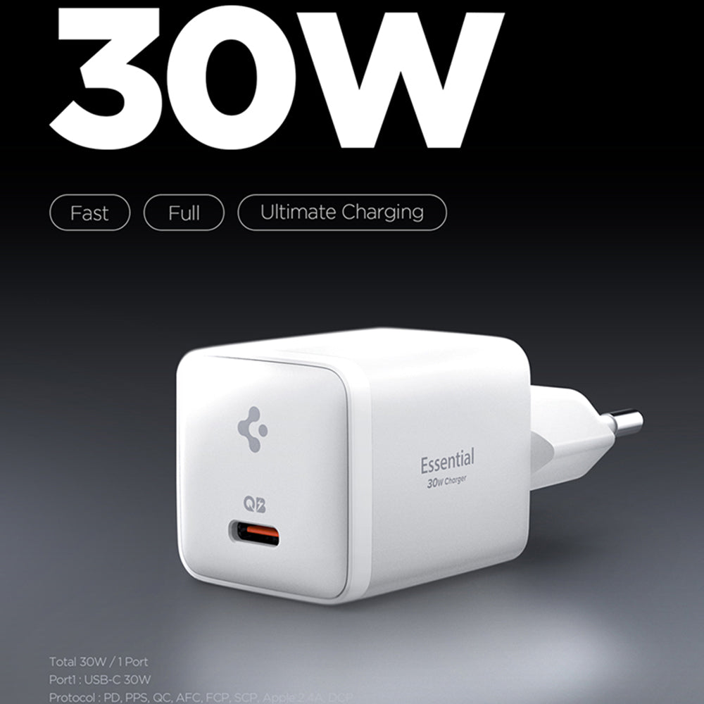 Caricabatterie Retea Spigen EE301EU Essential, 30W, 3A, 1 x USB-C, Bianco KF2363556