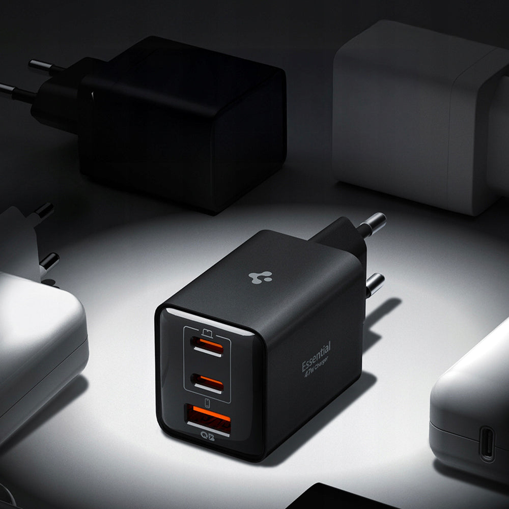 Caricabatterie Retea Spigen EE473EU Essential, 47W, 3A, 1 x USB-A - 2 x USB-C, Nero ACH09465