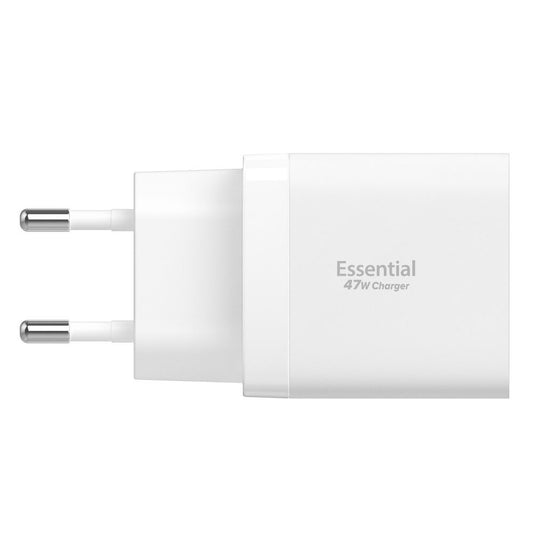 Caricabatterie da rete Spigen Essential, 47W, 3A, 2 x USB-C, Bianco