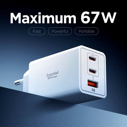 Caricabatterie Retea Spigen Essential, 67W, 3.25A, 1 x USB-A - 2 x USB-C, Bianco ACH08710