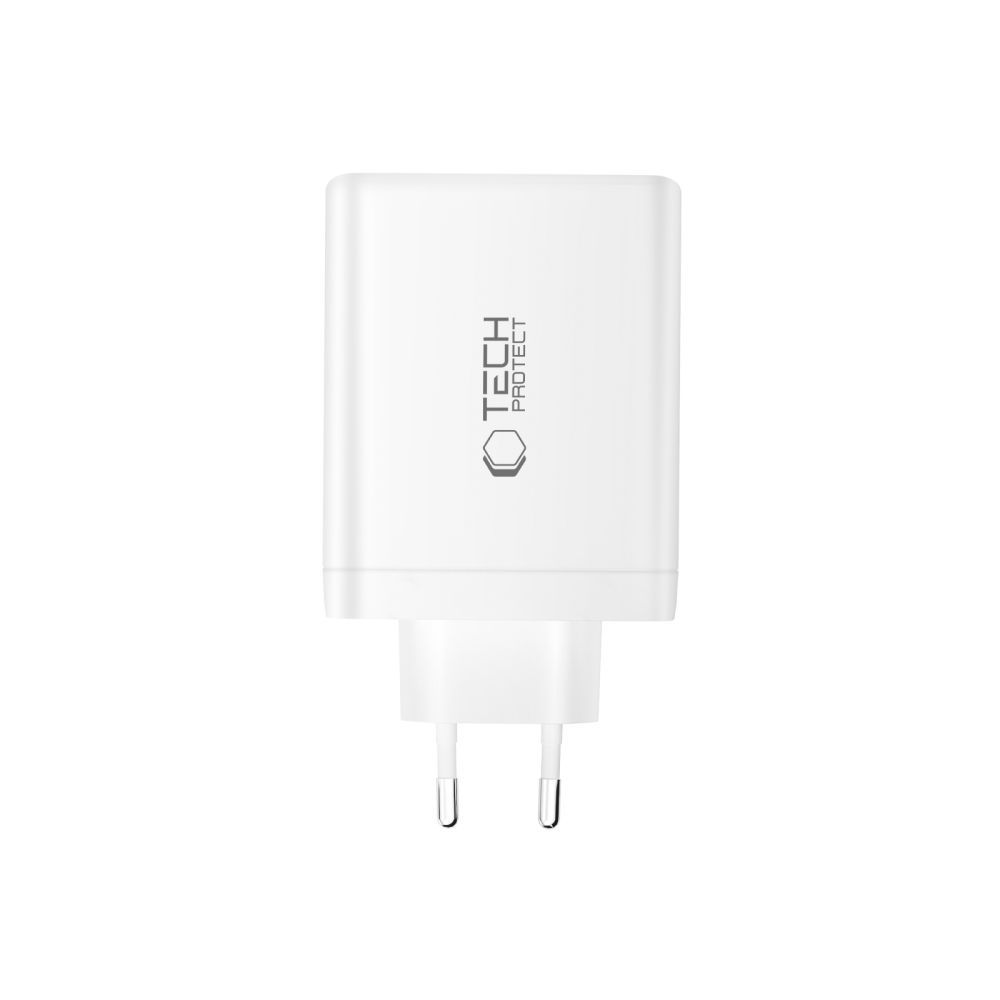 Caricabatterie Retea Tech-Protect NC120W-GAN, 120W, 5A, 1 x USB-A - 3 x USB-C, Bianco