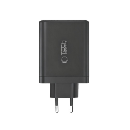 Caricabatterie Retea Tech-Protect NC120W-GAN, 120W, 5A, 1 x USB-A - 3 x USB-C, Nero