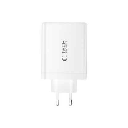 Caricabatterie Retea Tech-Protect NC140W-GAN, 140W, 5A, 1 x USB-A - 3 x USB-C, Bianco