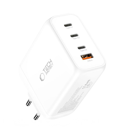 Tech-Protect NC200W-GAN Network Charger, 200W, 5A, 1 x USB-A - 3 x USB-C, White