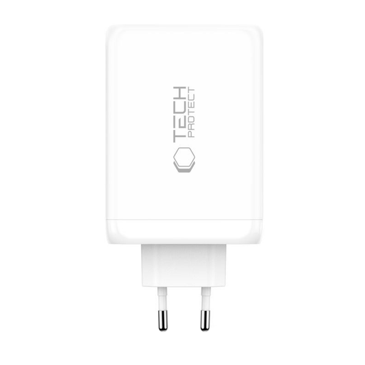 Caricabatterie Retea Tech-Protect NC240W-GAN, 240W, 5A, 1 x USB-A - 3 x USB-C, Bianco