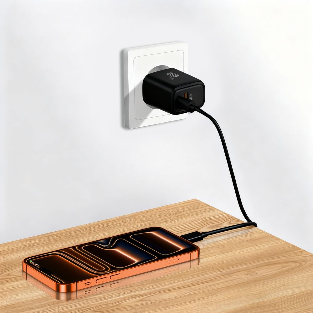 Caricabatterie Rete Tech-Protect NCA45W, 45W, 3A, 1 x USB-A - 1 x USB-C, Nero