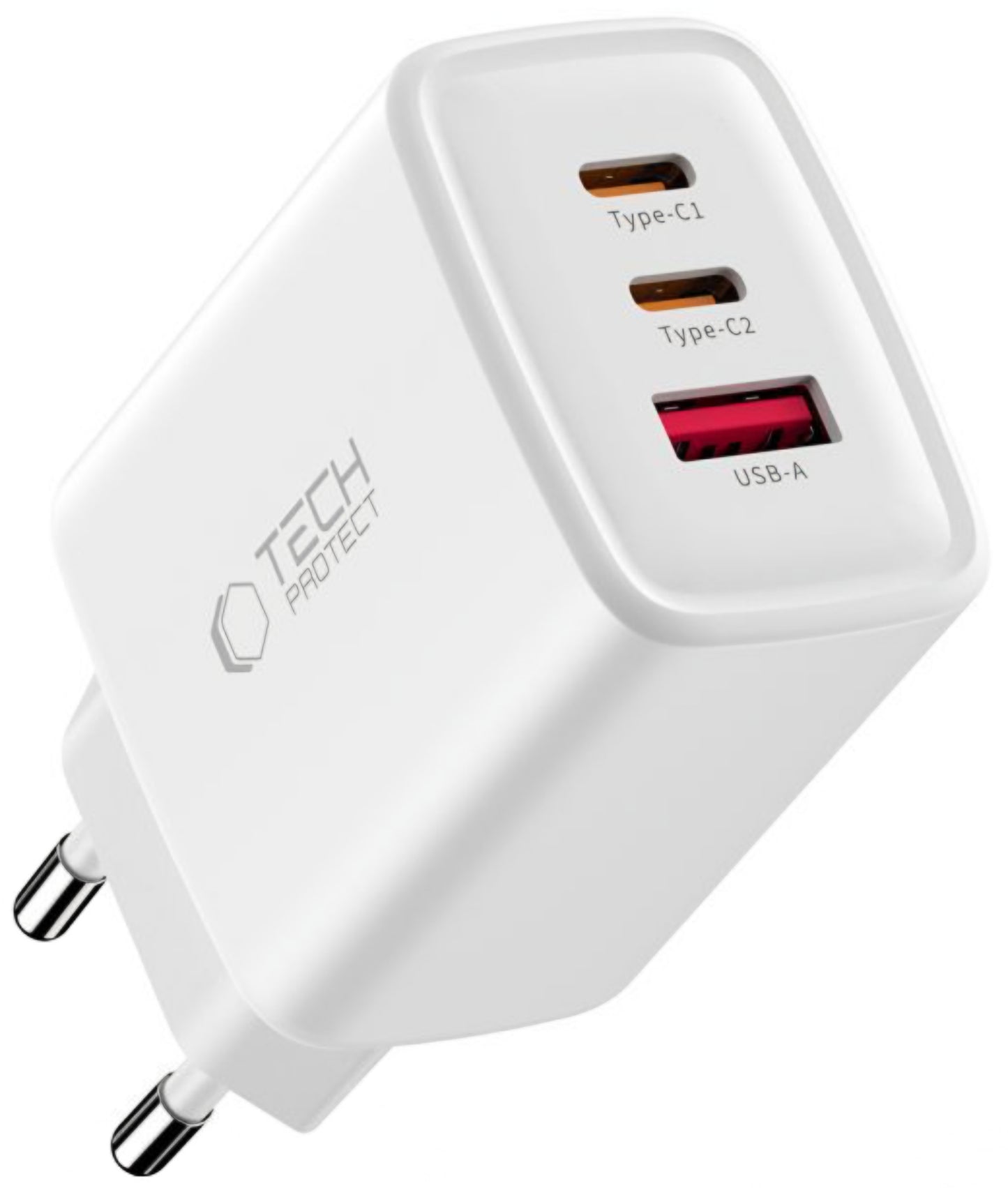 Caricabatterie Rete Tech-Protect NCA65W, 65W, 3A, 1 x USB-A - 2 x USB-C, Bianco