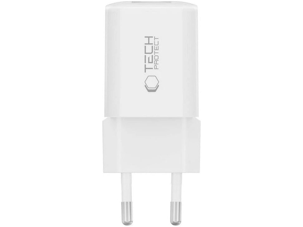 Caricabatterie Retea Tech-Protect NCM33W, 33W, 3A, 1 x USB-A - 1 x USB-C, Bianco