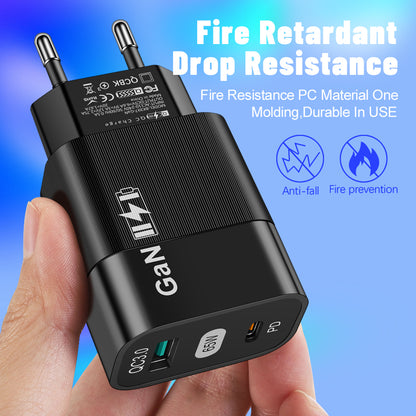 Caricabatterie Retea Techsuit CHPD131, 65W, 3.25A, 1 x USB-A - 1 x USB-C, Nero